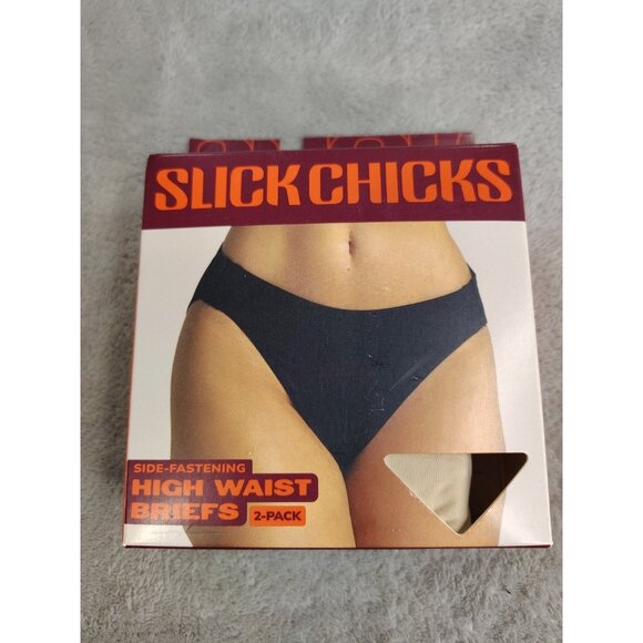 2 Boxes Slick Chicks Brief 2 Pack Black/ Nude Underwear Side Fastening Adaptive - Picture 6 of 6